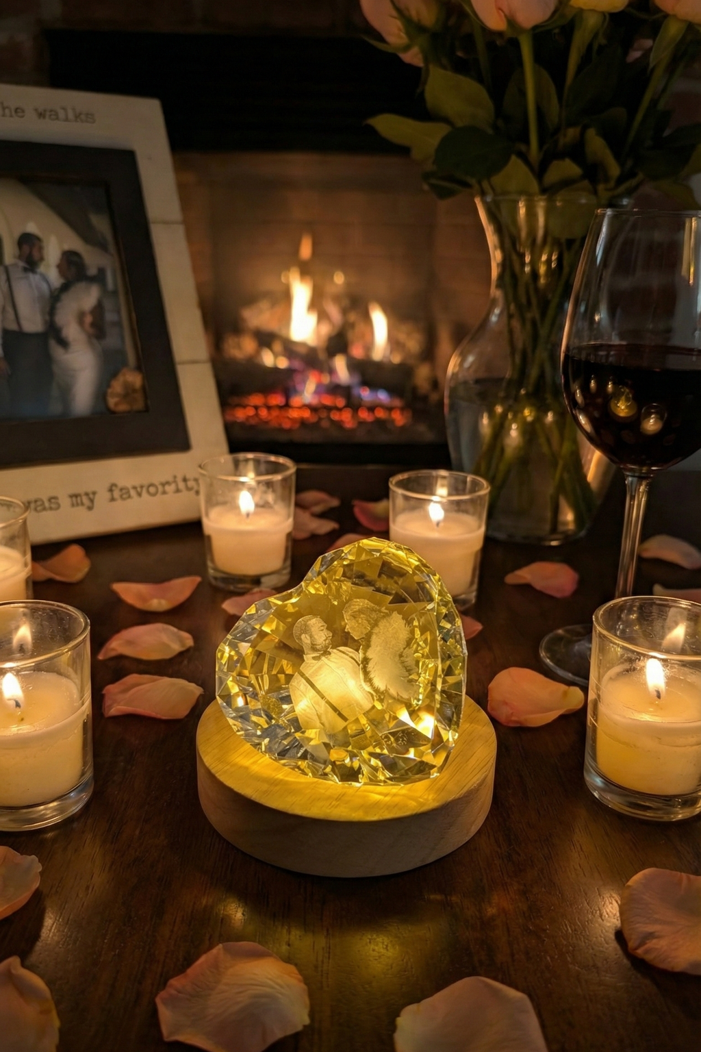 Personalized Diamond Heart Crystal 80mm