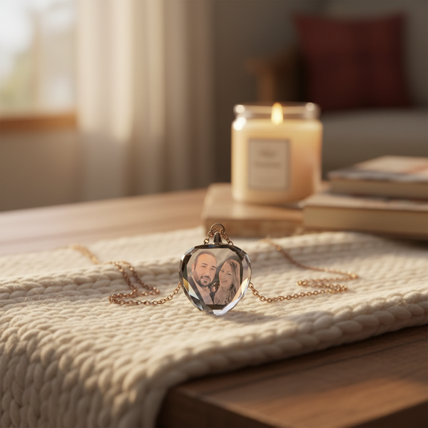Personalized Crystal Pendant Necklace inner engraved
