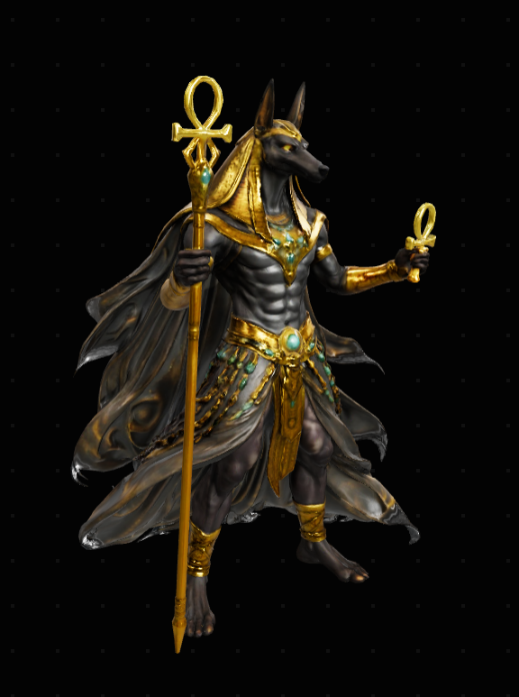 Anubis Egyptian God Hologram Crystal Keychain