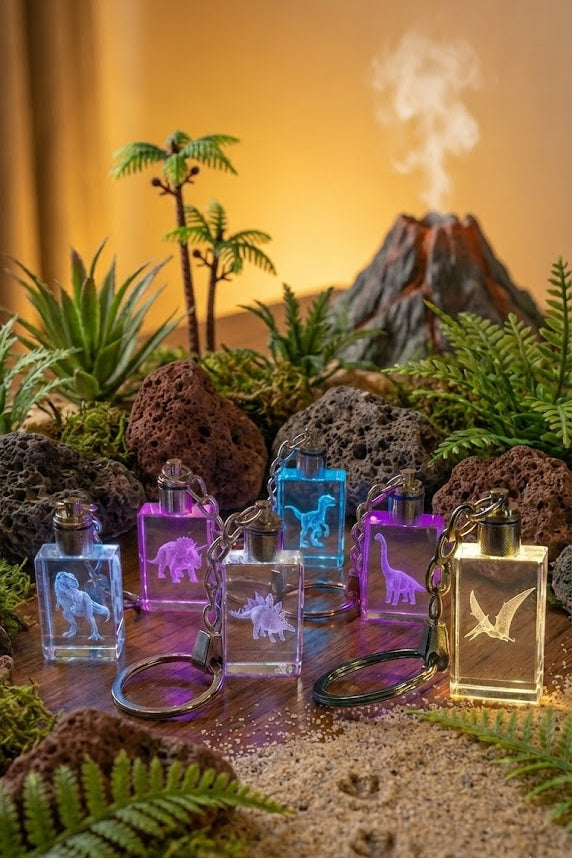 Mosasaurus Dinosaur Crystal Glass Keychain