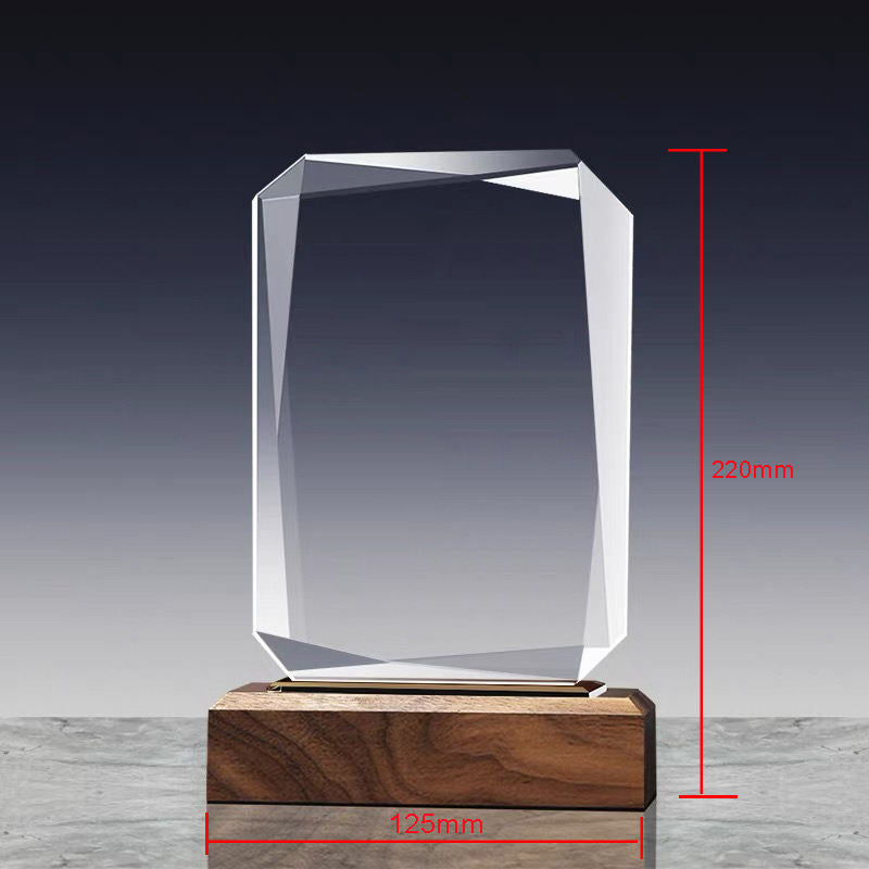 Personalized Crystal Plaque with a wooden base